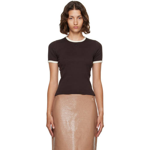 Courrèges 古未界 女士 T恤 棕色 Signature Contrast