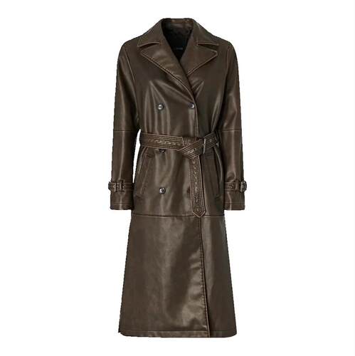 Pinko 品高 女士 风衣 Vintage-effect trench coat with belt