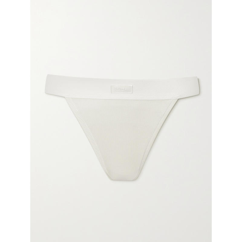 SKIMS 女士 三角内裤 Soot 棉质精选罗纹棉混纺针织丁字裤