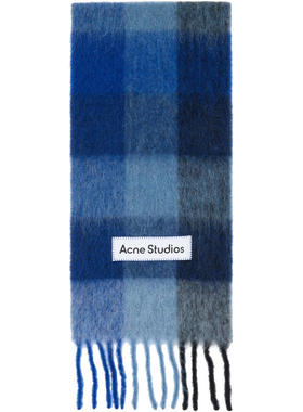 Acne Studios 女士 围巾 蓝色 Mohair Checked 围巾