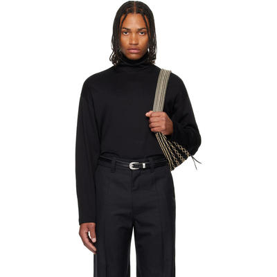 Lemaire 勒梅尔 男士 T恤 黑色 Relaxed Mock Neck
