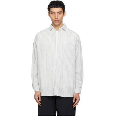 nanamica 七海之家 男士 衬衫 灰色 Regular Collar Stripe Wind