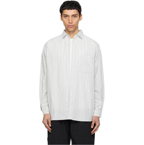 nanamica 七海之家 男士 衬衫 灰色 Regular Collar Stripe Wind