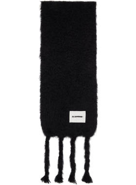 JIL SANDER女士 围巾 黑色 Slim Wool Blend 围巾
