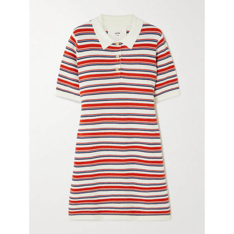 Arch4 女士 短款连衣裙 Solva 条纹棉质真丝羊绒混纺迷你连衣裙