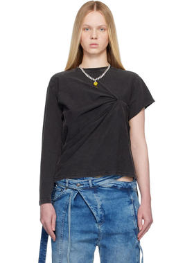 Ottolinger 女士 背心 黑色 Shifted Sleeve 上装