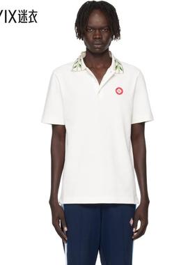 Casablanca 男款灰白色 Classic Laurel Pique Polo 衫 迷衣时尚