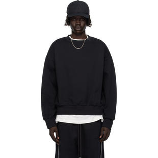 Essentials 男士 卫衣 黑色 Classic Fit Fleece Crewneck 套头衫