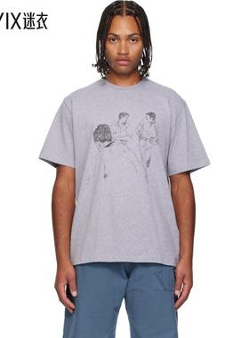 J.W. Anderson 男款灰色 Cafe Scene Printed T 恤 迷衣时尚