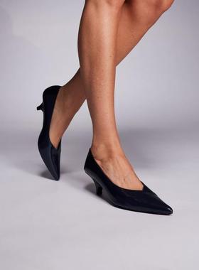 Public Desire 女士 鞋靴 Lunch Date 低跟浅口鞋(海军蓝)