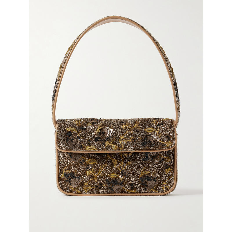 Staud 女士 FW25 单肩包 Tommy 亮片精饰珠饰绸缎肩包