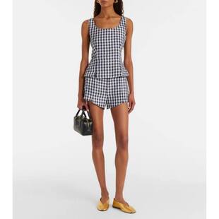 方格棉布亚麻短裤 POSSE Sadie 短裤 女士