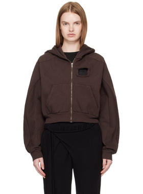 Ottolinger 女士 卫衣 棕色 Distressed Multiline Zip 连帽衫