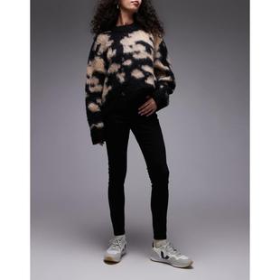 Topshop 女士 牛仔长裤 Jamie 高腰紧身牛仔裤(黑色)