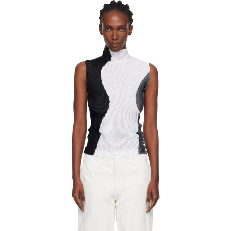 Issey Miyake 女士 背心 白色  黑色 Abstract Tint Pleats 背心