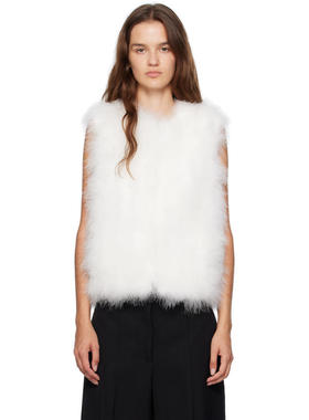 Yves Salomon 女士 外套 白色 Cropped Feather 马甲