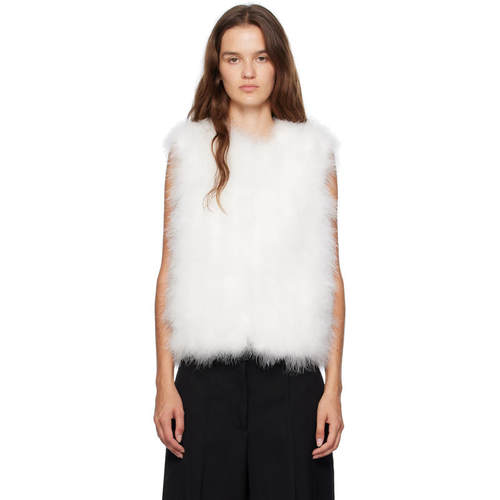 Yves Salomon 女士 外套 白色 Cropped Feather 马甲