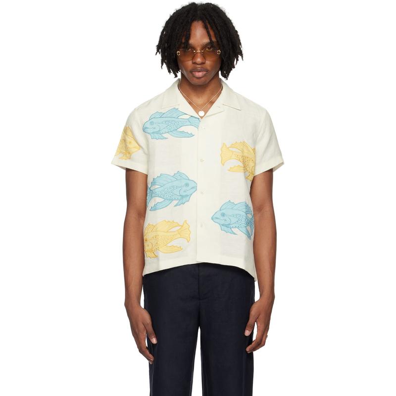 Bode 男士 衬衫 灰白色 Piscine Appliqué 衬衫