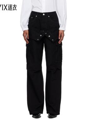 Andersson Bell 女款黑色 Double Waist Work Wide-Leg 工装裤 迷