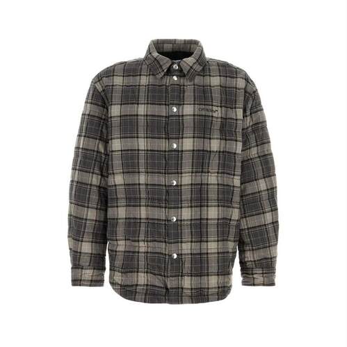 Off-White 男士 FW25 衬衫 米白色格纹纽扣