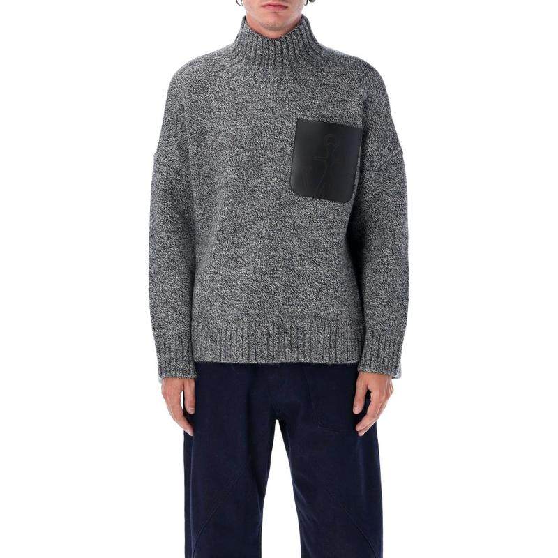 J.W. Anderson 男士 FW25 毛衣 JW Anderson 貼袋高領針織套頭衫