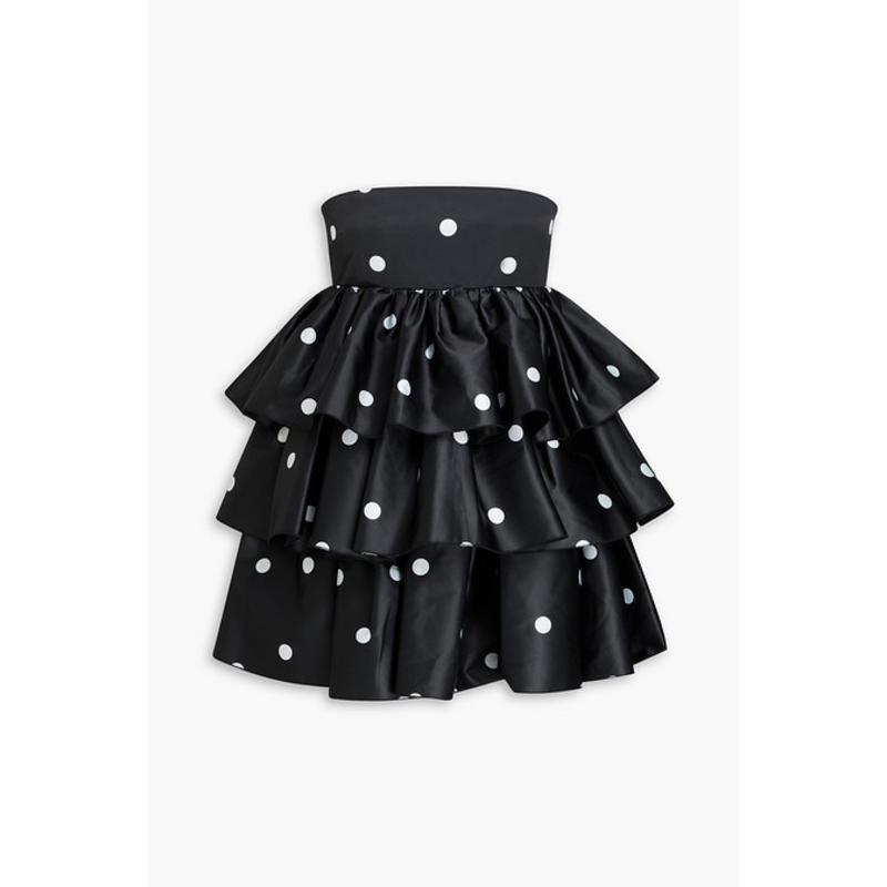 ROTATE 女士 短款连衣裙 抹胸层叠波尔卡圆点缎面迷你连衣裙