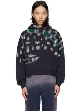 Eckhaus Latta 男士 卫衣 海军蓝 Sprayed 连帽衫