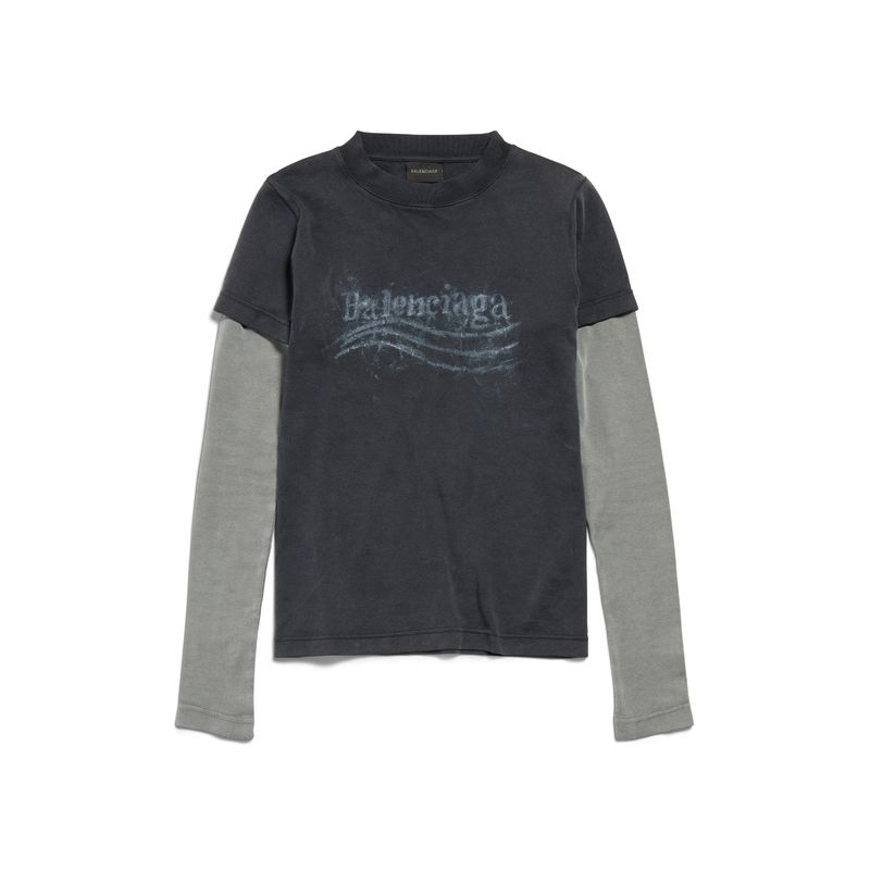 Balenciaga 女士 FW25 T恤 WASHED CRAYON POLITICAL双袖T恤