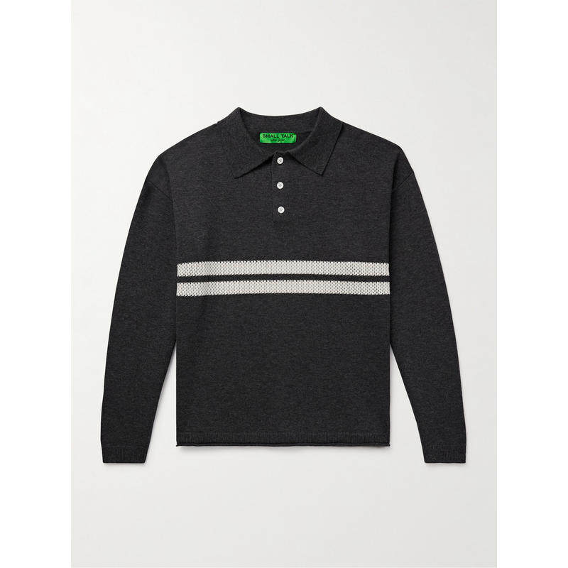 Small Talk Studio 男士 FW25 衬衫 钩编美利奴羊毛棉混纺Polo衫