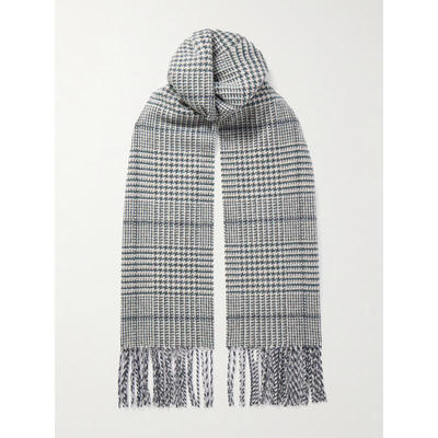 Johnstons Of Elgin 女士 SS26 围巾 Glen 流苏犬牙织纹羊毛围巾