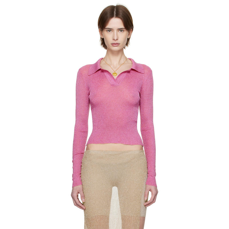 ISA BOULDER 女士 POLO衫 独家发售粉色 Metallic Polo 衫