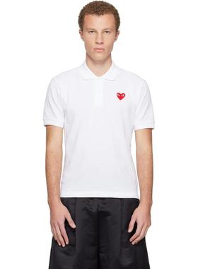 Comme Des Garcons Play 男士 POLO衫 白色 Red Emblem Polo 衫