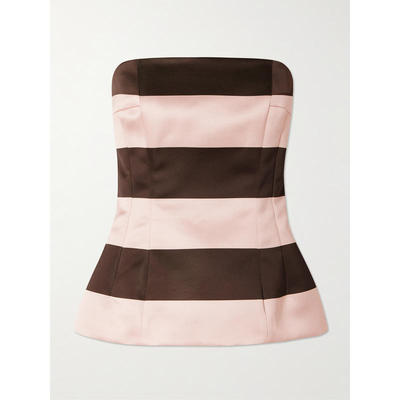 Emilia Wickstead 女士 背心 Kerina 条纹抹胸丝硬缎上衣