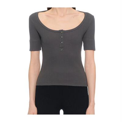 Courrèges 古未界 女士 T恤 灰色 Buttoned 90's Rib