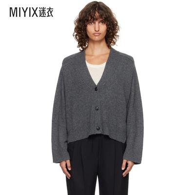 Loulou de Saison 女款灰色 Kaia LDS Ribbed Neckline 开衫 迷衣