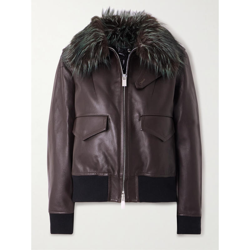 Sacai 女士 FW25 夹克 二合一拉鍊皮夾克