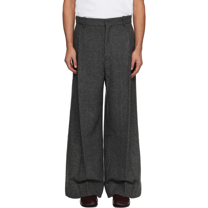 TONYWACK 男士 长裤 灰色 Deep Tuck Wide-Leg 长裤