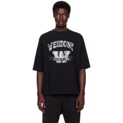 We11Done 男士 T恤 黑色 Printed University