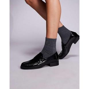 Public Desire 女士 乐福鞋 Haboo 宽版鳄鱼纹(黑色)