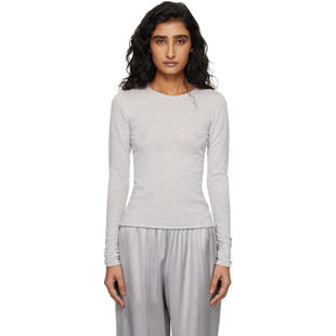 SKIMS 女士 T恤 灰色 Featherweight Cashmere 长袖