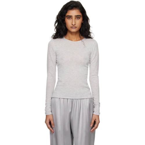SKIMS 女士 T恤 灰色 Featherweight Cashmere 长袖