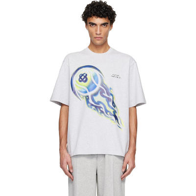 Casablanca 男士 T恤 灰色 Flaming Tennis Ball Oversized T 恤