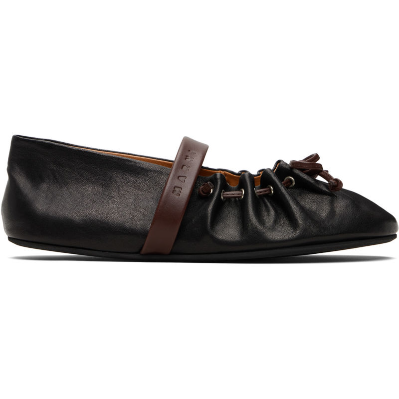 Marni 玛尼 女士 芭蕾鞋 黑色 Leather Soft 玛丽珍鞋图片