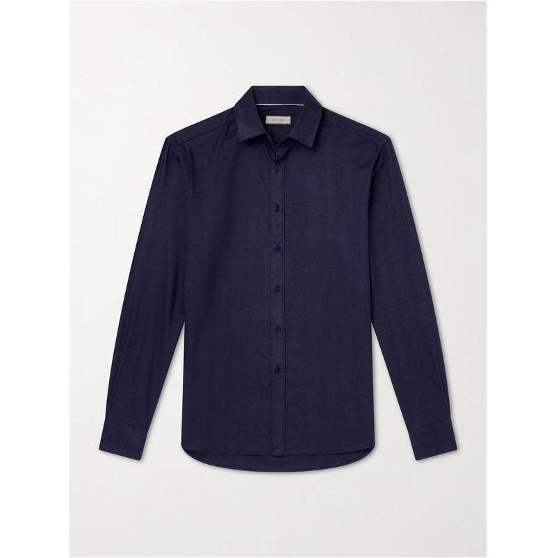 Canali 康钠丽 男士 FW26 衬衫 人字纹棉质莱赛尔纤维混纺