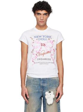 DSquared2 男士 FW25 T恤 白色 Vaquera 联名 Cup Sleeves T 恤