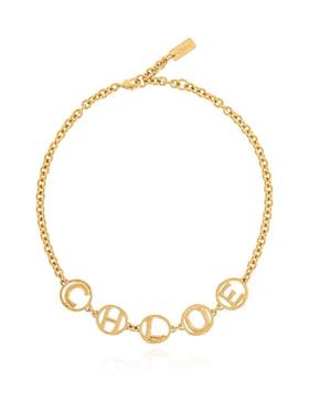 Chloé 女士 SS26 项链/吊坠 Script 徽标扣板短项链