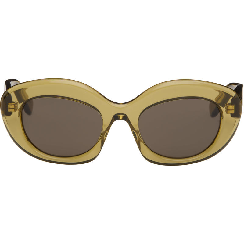 Loewe 女士 太阳镜 卡其色 Curvy Logo Cat-Eye 太阳镜