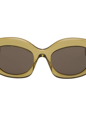 Loewe 女士 太阳镜 卡其色 Curvy Logo Cat-Eye 太阳镜