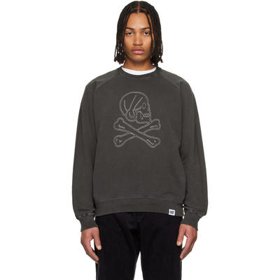 NEIGHBORHOOD 男士 卫衣 灰色颜料染色套头衫