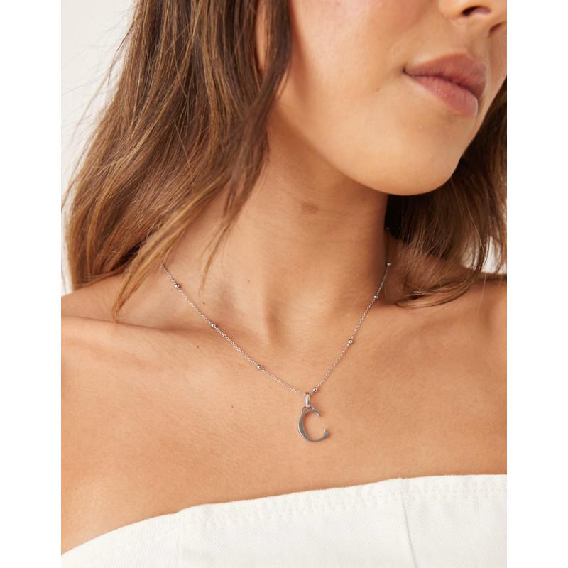 Abbott Lyon 女士 项链/吊坠 C 字母电镀防水不锈钢项链(银色)